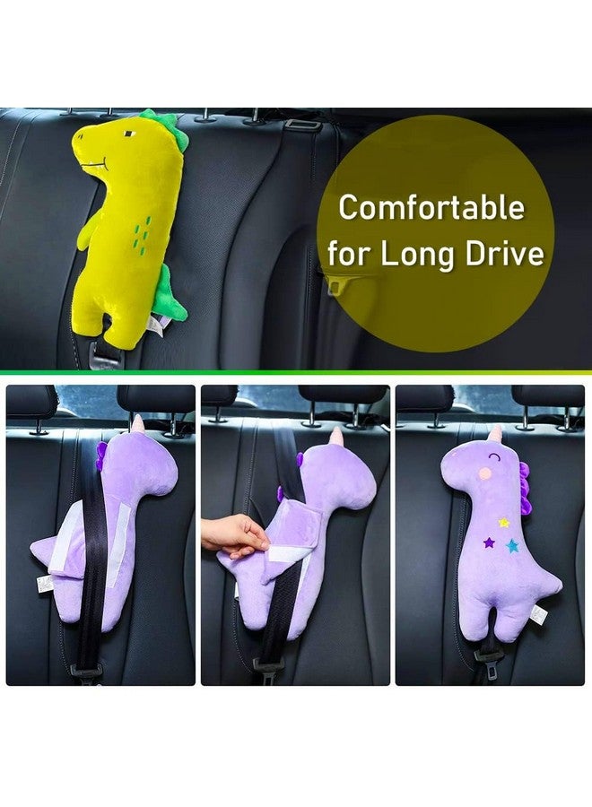 Resulzon Seat Belt Cover Pillow for Kids, Car Seatbelt Cushion Shoulder Neck Support Protector Pad, Soft Stuffed Plush Travel Vehicle Safety Belts Strap Pillow for Boys and Girls Headrest (Dinosaur) - Image 5