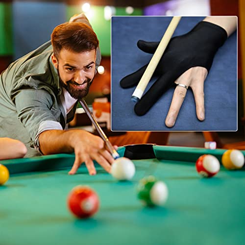 Meisuitd 12Pieces Billiard Gloves Breathable 3-Finger Cue Pool Glove Elastic Nylon Universal Sport Gloves for Women and Men Left & Right Hand Billiard Accessories(Black) - Image 4