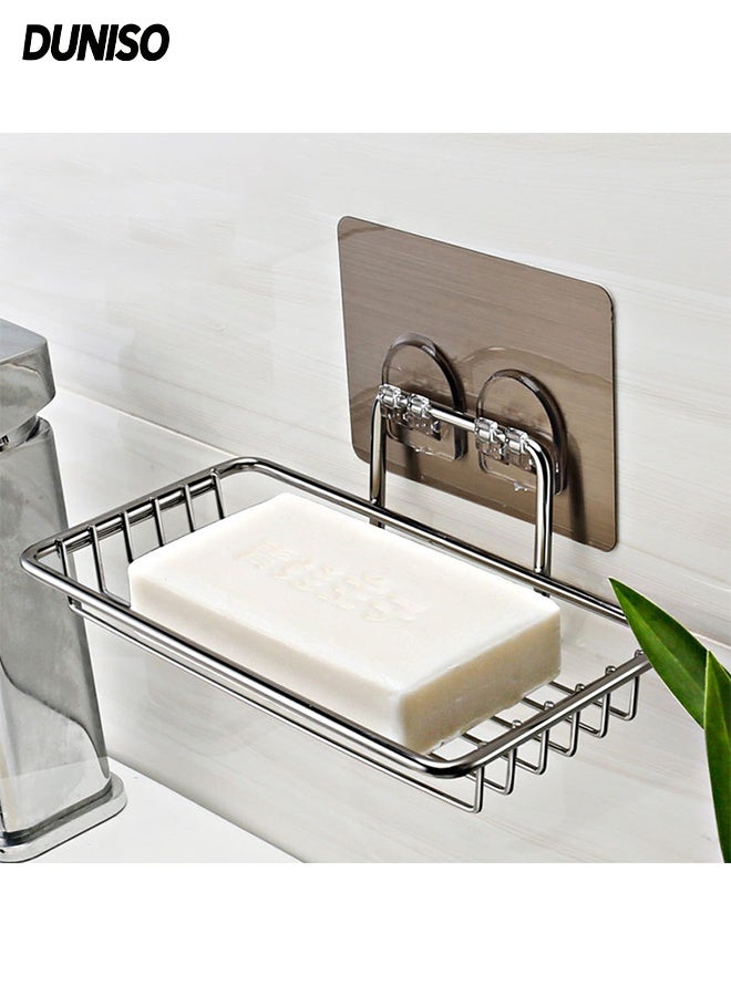 DUNISO Shower Soap Dish, Stainless Steel Bar Soap Holder,Wall Mounted Soap Dish Holder Self-Adhesive,Durable and Sturdy, Moisture-Proof and Rust Proof,for Bathroom,Shower,Kitchen - Image 1
