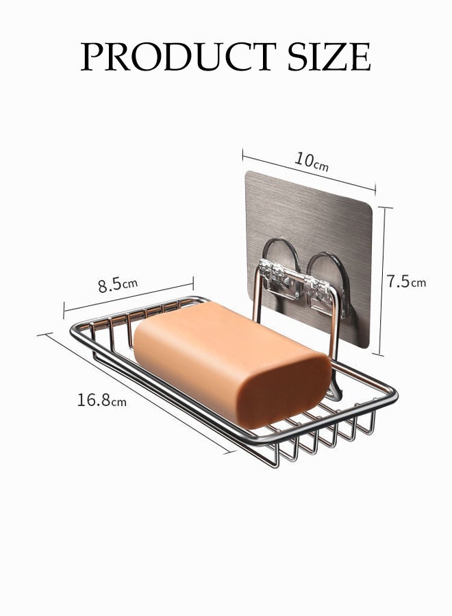 DUNISO Shower Soap Dish, Stainless Steel Bar Soap Holder,Wall Mounted Soap Dish Holder Self-Adhesive,Durable and Sturdy, Moisture-Proof and Rust Proof,for Bathroom,Shower,Kitchen - Image 2