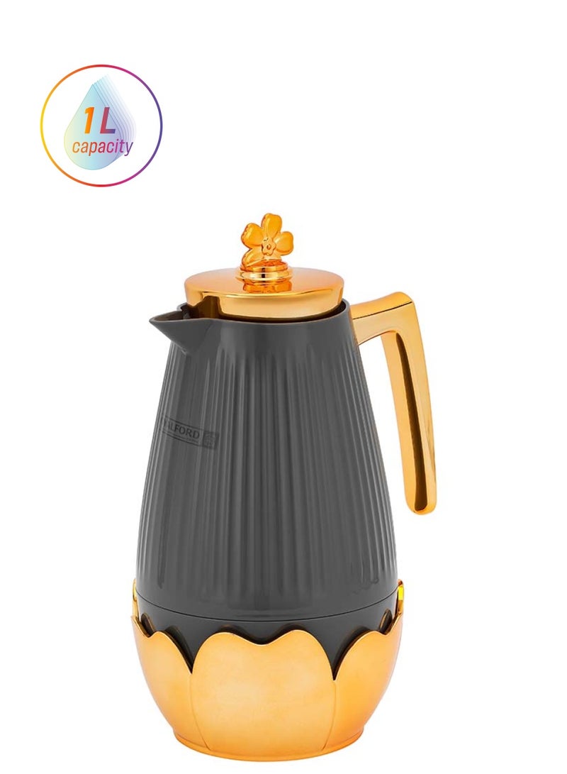 Royalford 1.0 L (33.5 oz) Vacuum Flask- RF12128| With Pink Glass Inner and PP Outer Body| Keeps Your Drinks Hot or Cold, Asbestos-Free and Hygienic Multicolor 1.0 L (33.5Liters - Image 1