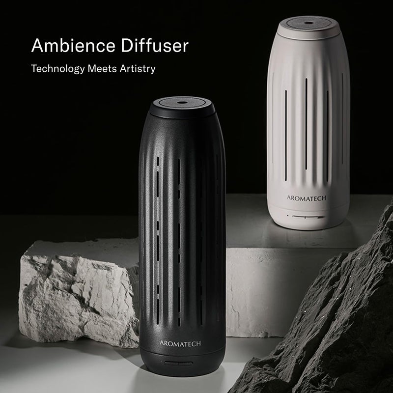 AromaTech Ambience Scent Diffuser for Essential Oil Blends & Fragrances â€“ Waterless Scent Machine w/Bluetooth for Home, Bathroom Boutiques, Hotel, Spa â€“ White Stone Mini - Image 2