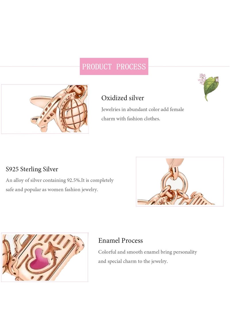 Excefore - 925 Sterling Silver Charms, Bracelets and Necklaces Flower Girly Beads Dangle Pendants Jewelry, Girls Jewelry Beads Women Gift Bracelets and Necklaces, Crystal Everyday Accessories - Image 1