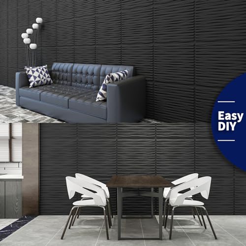 Art3dwallpanels Ceiling Tiles 24 x 24 for Interior Wall Décor, 24 Pack Drop Ceiling Tile 3D Wall Panel Fire Rated Waterproof Premium PVC, No Sag and Breakage Wall Panels Cover 96.Sq.Ft. Black - Image 5
