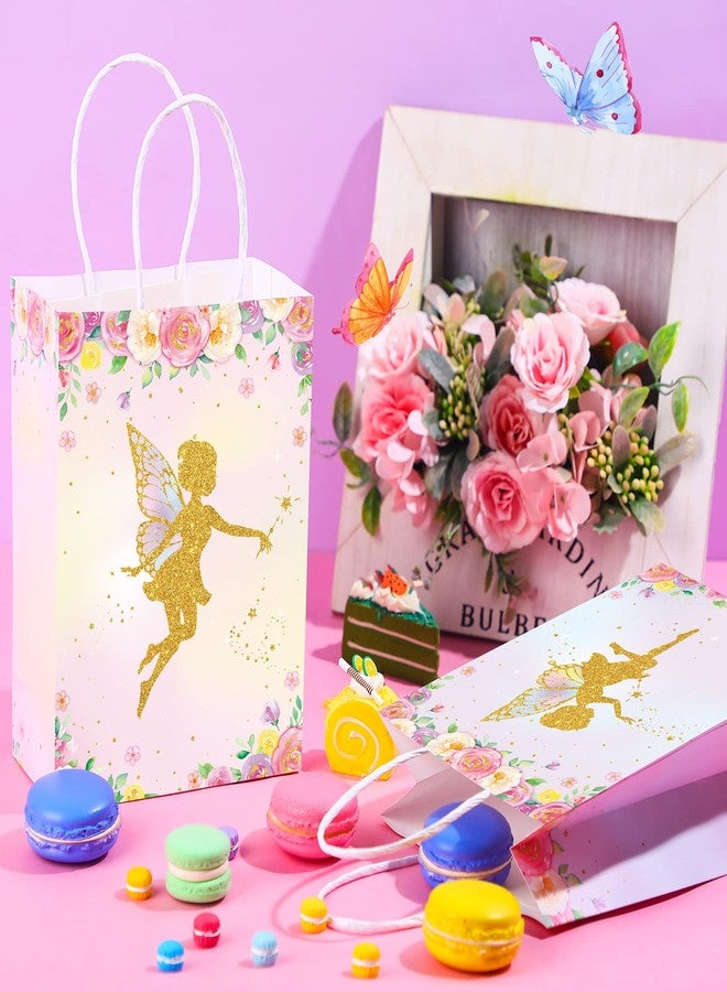 Nezyo 16 Pcs Floral Fairy Party Favor Bags with Tissue Paper Fairy Goodie Treat Bags Spring Themed Butterfly Theme Party Decorations for Girls Kids Birthday Baby Shower (Light Pink, Light Purple) - Image 2