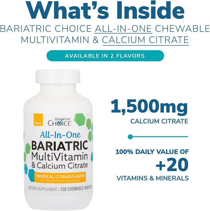 Bariatric Choice فيتامينات متعددة قابلة للمضغ من بارياتريك تشويس مع الحديد وكالسيوم سترات توت العليق 120 حبة - Image 2