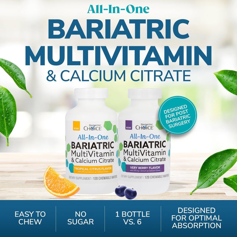 Bariatric Choice فيتامينات متعددة قابلة للمضغ من بارياتريك تشويس مع الحديد وكالسيوم سترات توت العليق 120 حبة - Image 3