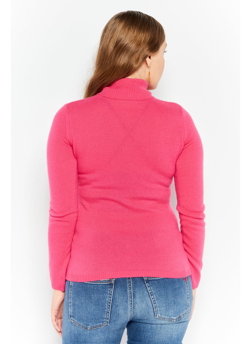 Women High Neck Long Sleeve Brand Logo Sweater, Pink - pzsku/Z3A6E9B1C287E22199A0BZ/45/_/1735567828/8adae3f0-b681-45bb-9fa0-69d95b501fdc