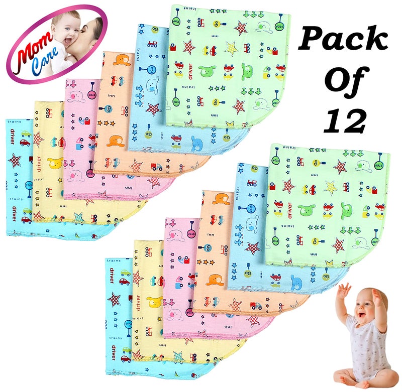 MOM CARE Extra Soft Face Towel Hosiery Cotton Reusable Napkins Washcloth for Newborn Baby (Multicolour) - Pack of 12 - Image 3