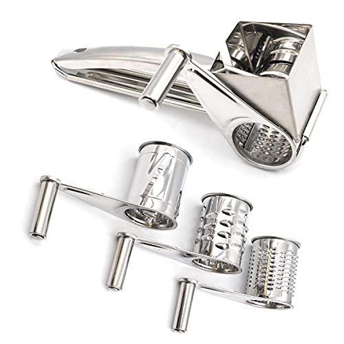 Mayata 1set Cheese Cutter Slicer Shredder with 3 Interchanging Rotary Ultra Sharp Cylinders Stainless Steel Drums & Slicer - Image 2