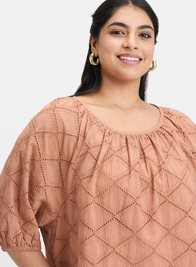 Virgio  VIRGIO 100% Cotton Schiffli Raglan Top  | Best Price UAE