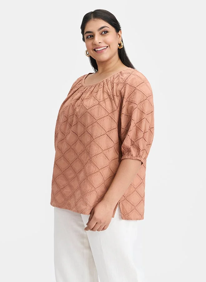 Virgio  VIRGIO 100% Cotton Schiffli Raglan Top  | Best Price UAE