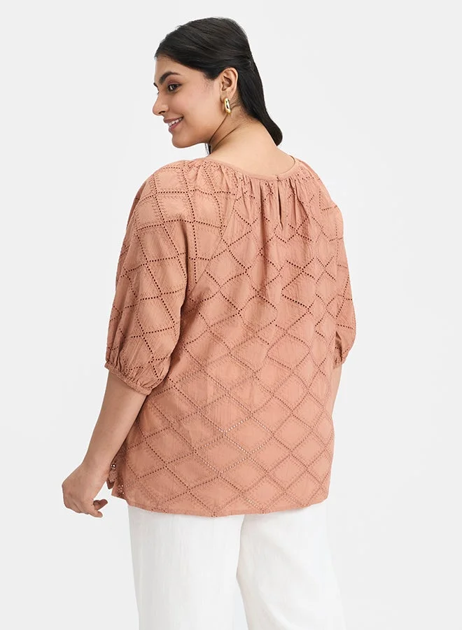 Virgio  VIRGIO 100% Cotton Schiffli Raglan Top  | Best Price UAE