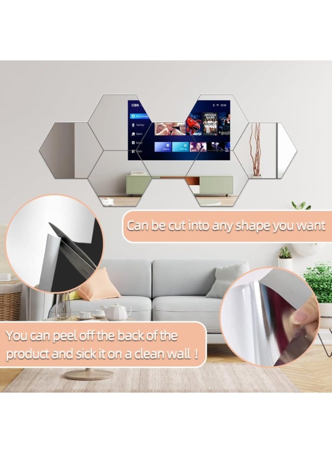 Acrylic Mirror Sheet 40x30cm, Full Length Wall Mirror Tiles, Flexible Plastic Shatterproof Self Adhesive Mirrors for Home Gym, Bathroom, Bedroom, Door & Closet Decoration, Non Glass Safety Plexiglass Mirrors - Image 4