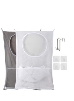 Door Hanging Laundry Hamper Bag 2 Pack Laundry Hamper Bags Collapsible Over Door Laundry Bag Large Hamper Clothes Storager for Space Saving Large Laundry Organizer Bag 1 Gray 1 White
