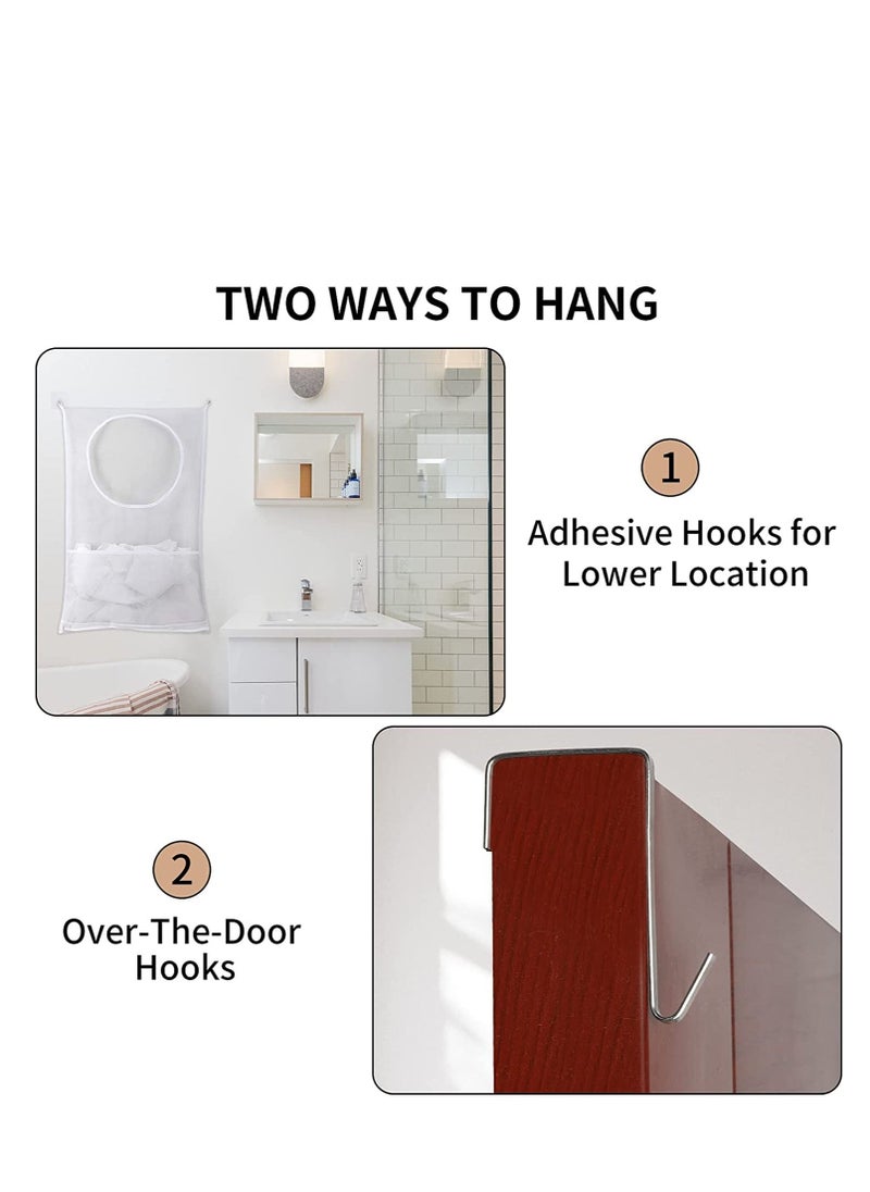 SYOSI - Door Hanging Laundry Hamper Bag 2 Pack Laundry Hamper Bags Collapsible Over Door Laundry Bag Large Hamper Clothes Storager for Space Saving Large Laundry Organizer Bag 1 Gray 1 White - Image 1
