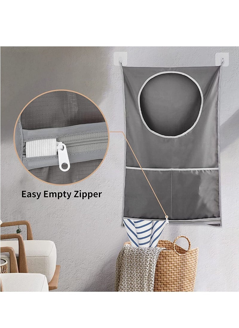 SYOSI - Door Hanging Laundry Hamper Bag 2 Pack Laundry Hamper Bags Collapsible Over Door Laundry Bag Large Hamper Clothes Storager for Space Saving Large Laundry Organizer Bag 1 Gray 1 White - Image 1