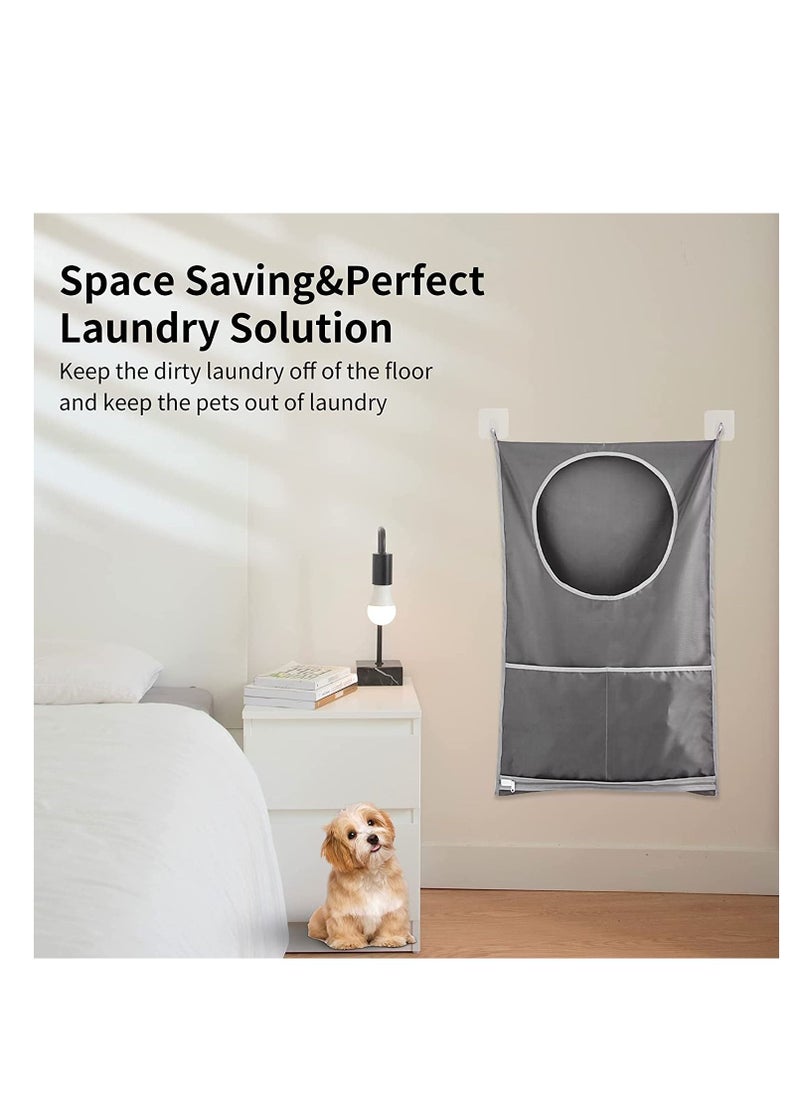 SYOSI - Door Hanging Laundry Hamper Bag 2 Pack Laundry Hamper Bags Collapsible Over Door Laundry Bag Large Hamper Clothes Storager for Space Saving Large Laundry Organizer Bag 1 Gray 1 White - Image 1