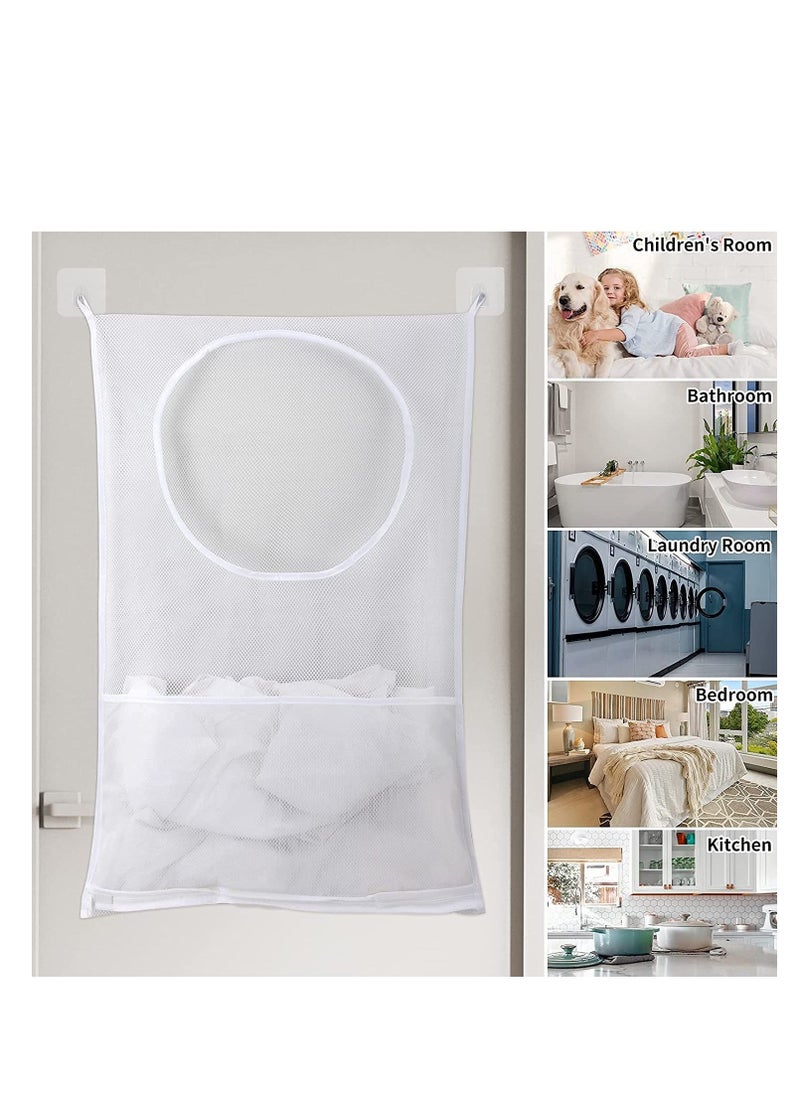 SYOSI - Door Hanging Laundry Hamper Bag 2 Pack Laundry Hamper Bags Collapsible Over Door Laundry Bag Large Hamper Clothes Storager for Space Saving Large Laundry Organizer Bag 1 Gray 1 White - Image 1