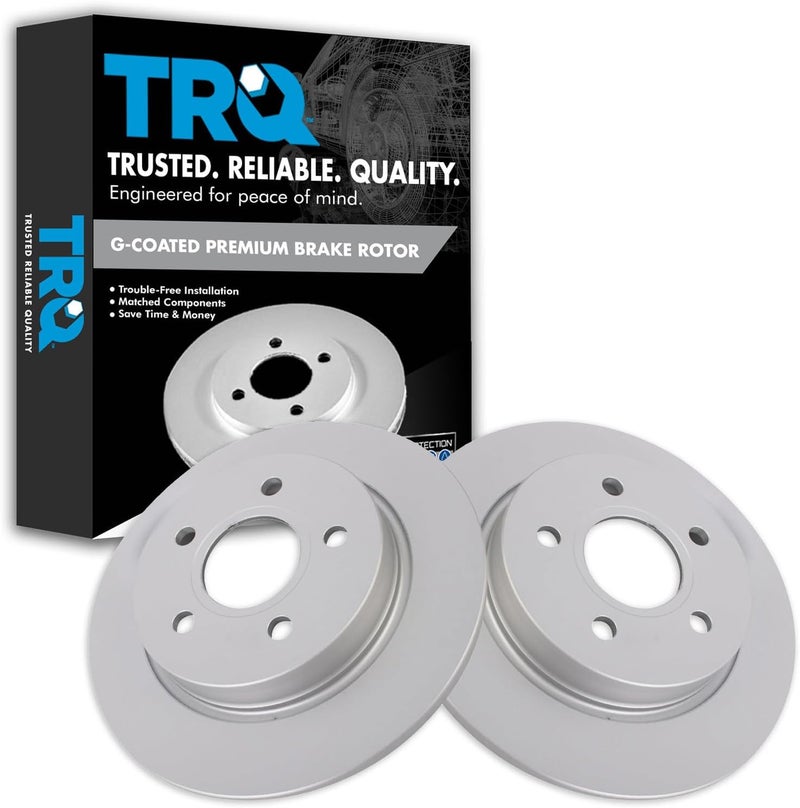 TRQ Rear Brake Rotor Set G Coated Solid Compatible with 2012-2018 Ford Focus - Image 1