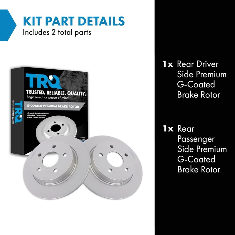 TRQ Rear Brake Rotor Set G Coated Solid Compatible with 2012-2018 Ford Focus - Image 2