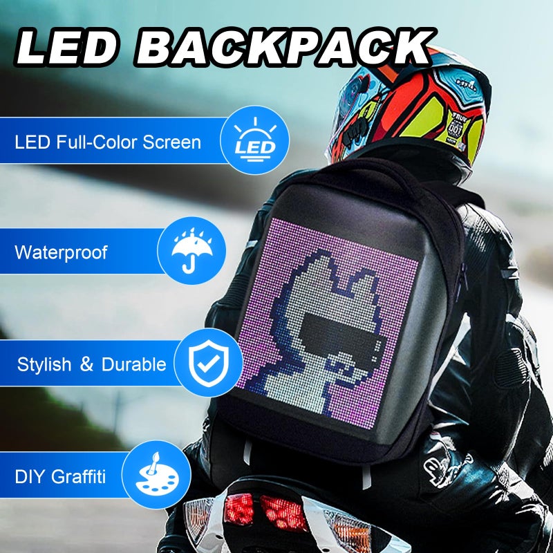 AUTOBABA LED Backpack with Full-color Programmable Screen, App Control Laptop Backpack, Waterproof Luggage Bag for Camping Cycling Travelling, DIY Fashion Backpack - Image 2