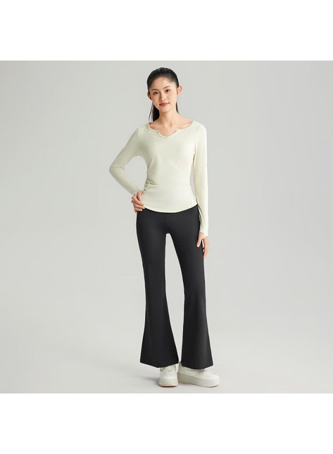 Long time companion Jiusuibian High Waist Flared Pants For Girls Spring Autumn High Elastic Slim Casual Trousers Youth Teen Girls Height Enhancing Long Pants - Image 4