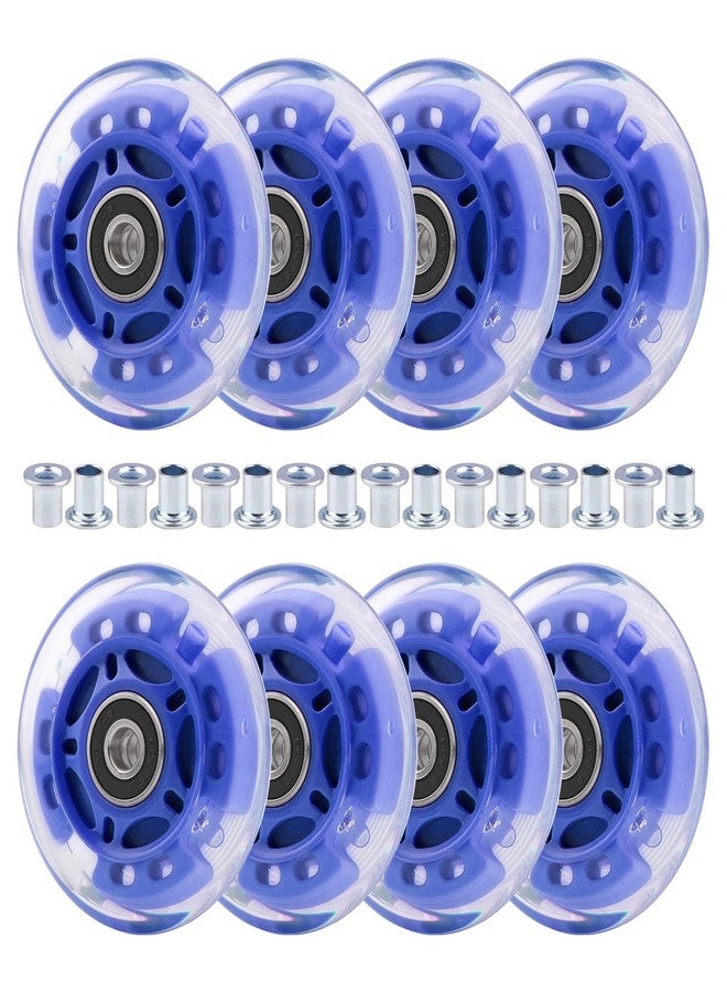 Wheelgoo 8pcs 72mm inline Skate Wheels Blue Flashing Wheels for Kids and Youth Beginners Children's Inline Skates Indoor/Outdoor Use (Blue, 72mm) - Image 1
