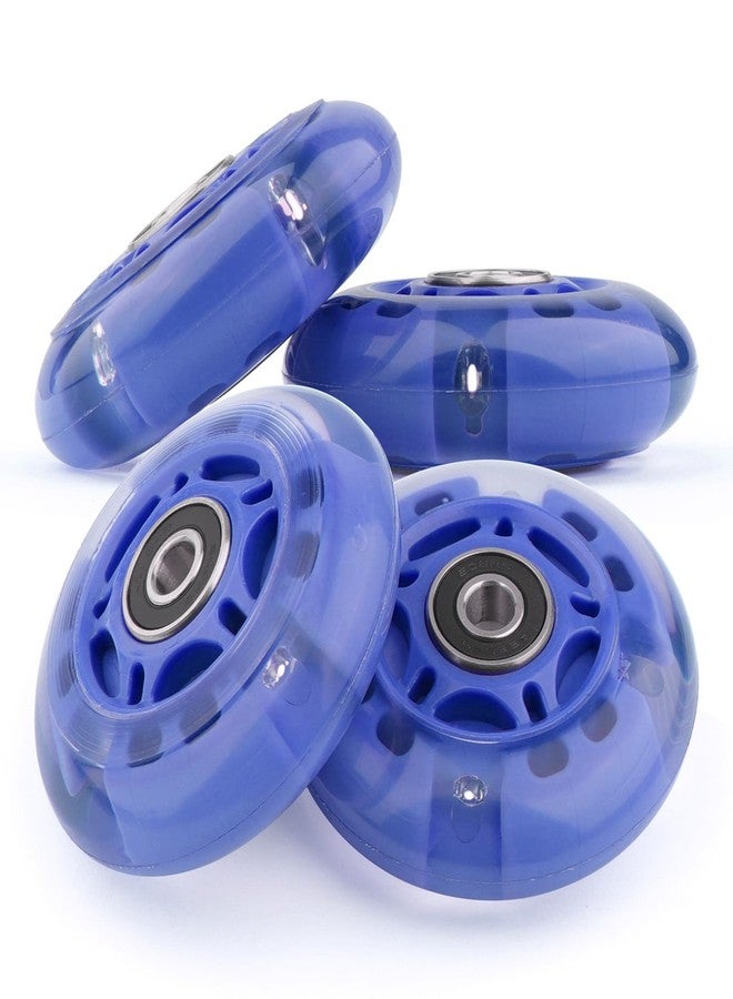 Wheelgoo 8pcs 72mm inline Skate Wheels Blue Flashing Wheels for Kids and Youth Beginners Children's Inline Skates Indoor/Outdoor Use (Blue, 72mm) - Image 4