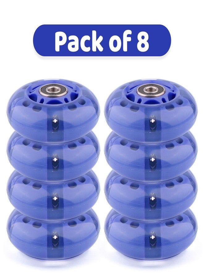 Wheelgoo 8pcs 72mm inline Skate Wheels Blue Flashing Wheels for Kids and Youth Beginners Children's Inline Skates Indoor/Outdoor Use (Blue, 72mm) - Image 5