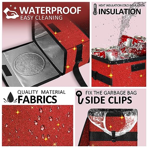 BAOGCOYO Car Trash Can, Cute Mini Trash Bag With Lid, Glitter Garbage Bin Hanging for Back/Front Seat/Console, Waterproof, Leakproof, 2.5 Gallon, Red Bling Sparkly - Image 4