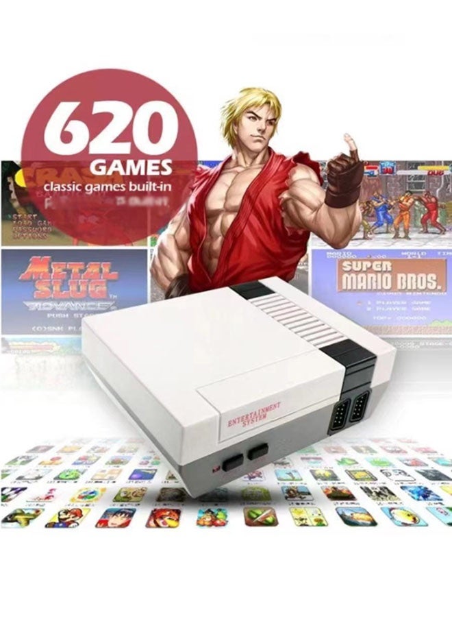 Neutral Retro-style TV console featuring 620 built-in classic games, dual controllers for two-player battles - includes AV cable for HD output (grey) - Image 5