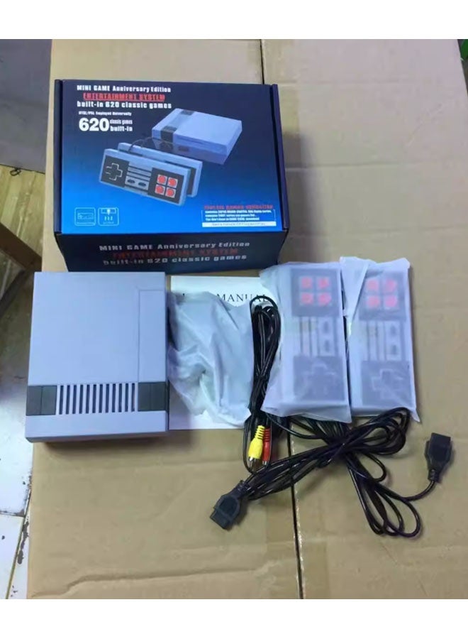 Neutral Retro-style TV console featuring 620 built-in classic games, dual controllers for two-player battles - includes AV cable for HD output (grey) - Image 2