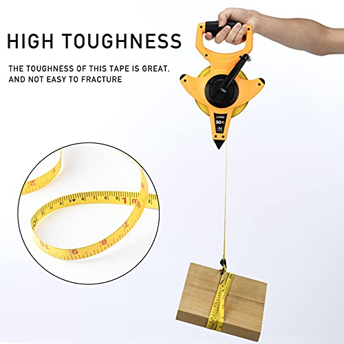 LAND 100FT/30M Heavy Duty Fiberglass Tape Measure - 1/2-Inch Wide, Dual Inch/Metric Scale, Durable Open Reel Measuring Tape for Surveying, Engineering, Runway Construction - Image 5