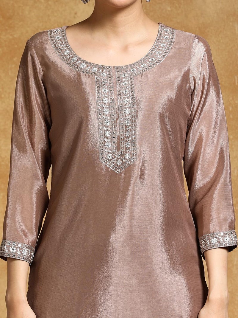 Varanga Women-Bead Work Kurta With Sharara And Dupatta - Image 5