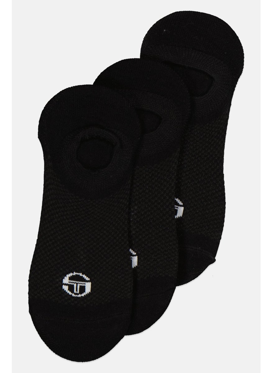 Sergio Tacchini - Women 3 Pair Brand Logo Invisible Socks, Black - Image 1