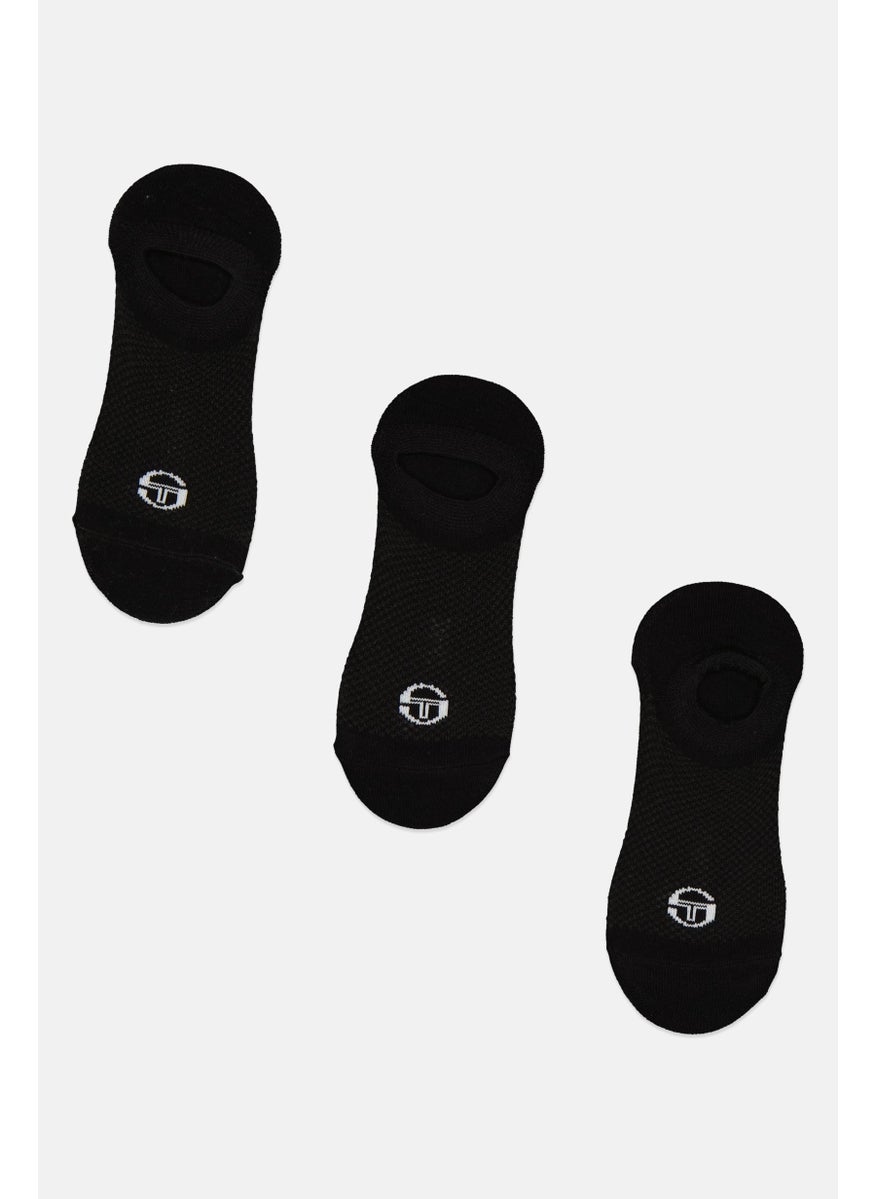 Sergio Tacchini - Women 3 Pair Brand Logo Invisible Socks, Black - Image 1
