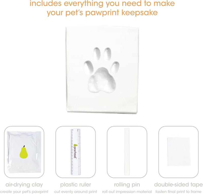pearhead Pet Paw Print Photo Frame With Clay Imprint Kit, Pawprint Making Kit, Cat Or Dog Memorial Keepsake Gift, Pet Home Décor, Wooden Tabletop Picture Frame, Solid White - Image 3
