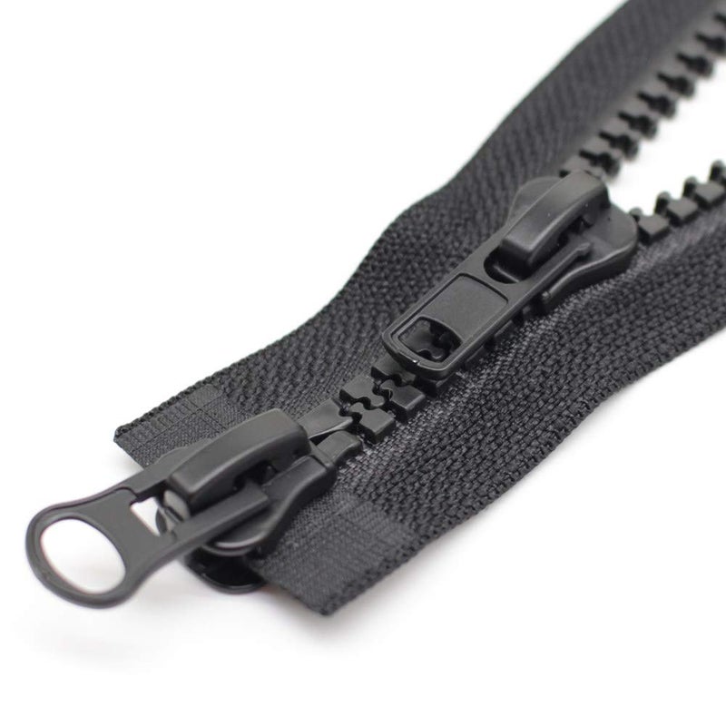 MebuZip #10 32 Inch Two Way Separating Jacket Zipper Heavy Duty Plastic Zipper Black Large Resin Zippers for Sewing Coat Jackets Clothes Parka (32" 81cm) - Image 2