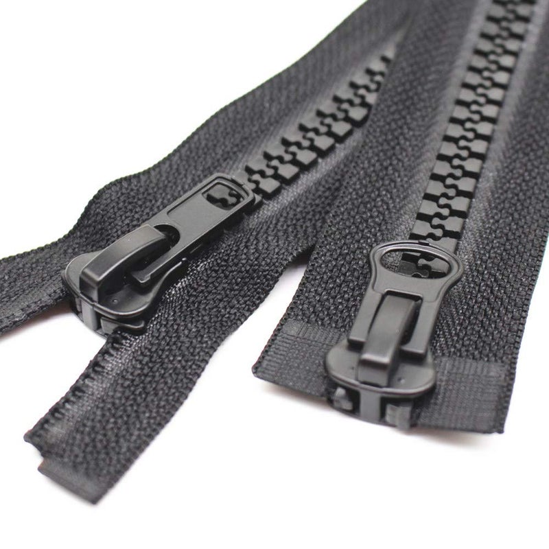 MebuZip #10 32 Inch Two Way Separating Jacket Zipper Heavy Duty Plastic Zipper Black Large Resin Zippers for Sewing Coat Jackets Clothes Parka (32" 81cm) - Image 1