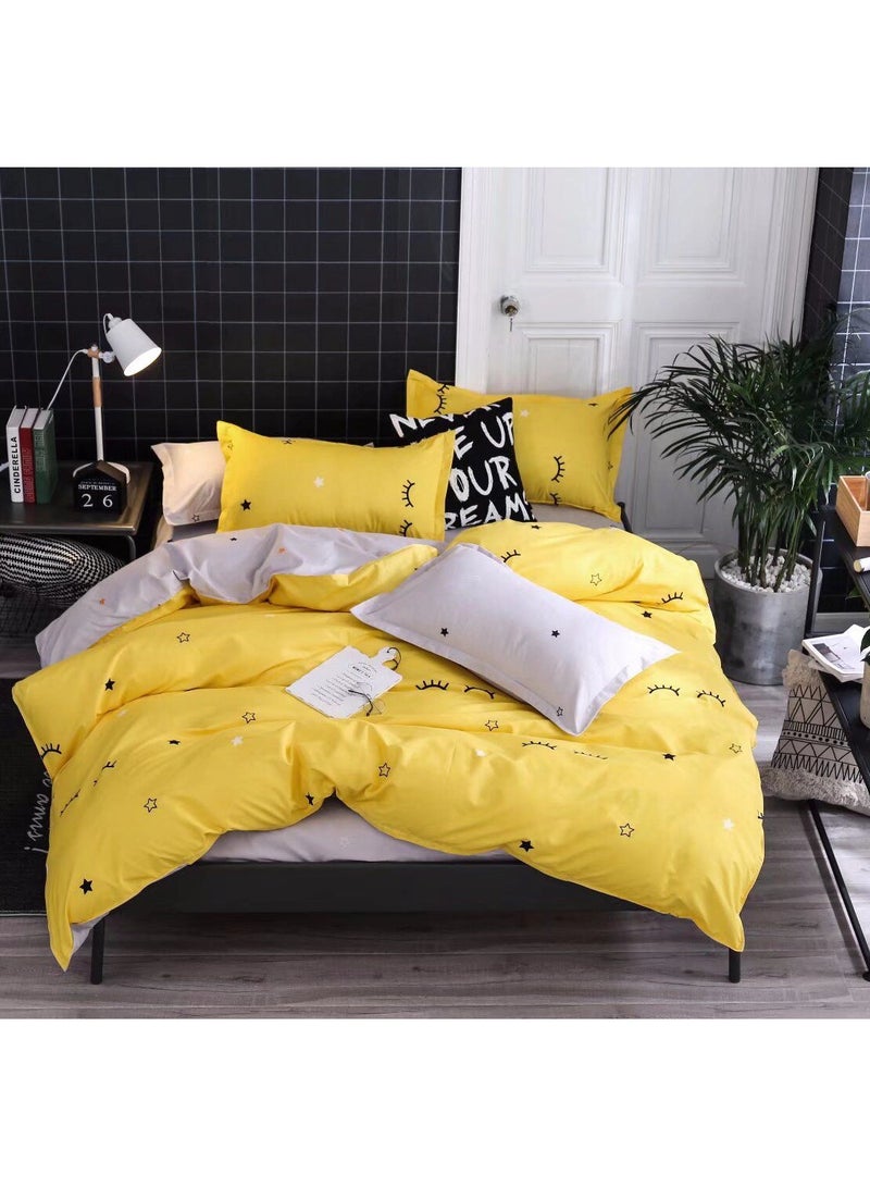 AL RAID Single Size Bed Sheet Set| Cozy, Durable & Easy Care Bedding | 4PCS Bedding Set Includes 1 Duvet Cover 160x210 cm, 1 Fitted Sheet 120x200+20 cm, 2 Pillowcases 50x75 cm | Soft & Durable Bedding