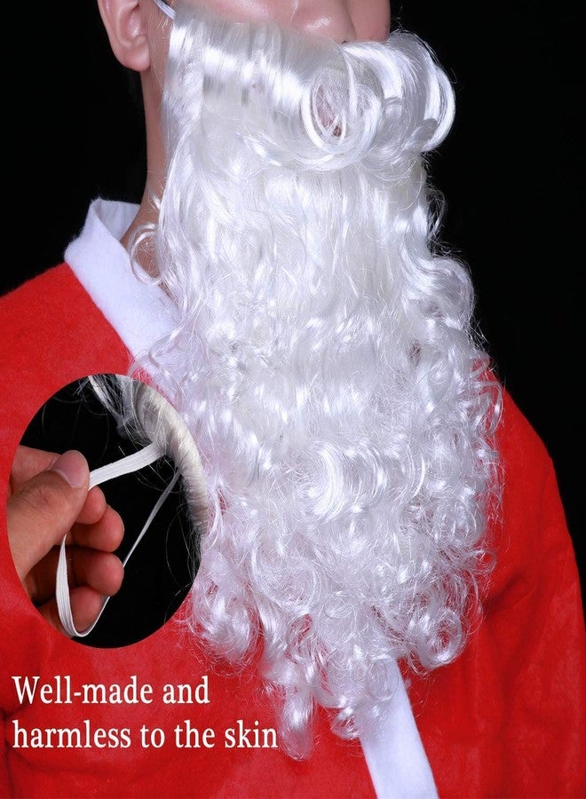 Shimmers Santa Claus Curly Beard and Moustache (White)| Christmas Costume Accessory Cosplay Fancy Dress | Christmas Ornaments Props | Christmas Decorations Items | Christmas Gifts for Men & Kids - Image 2
