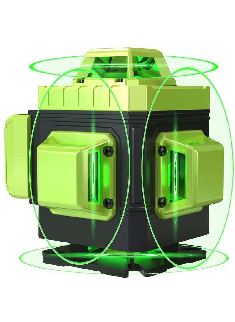 مييلان ميدالية مفاتيح بتصميم عملي ذهبيمستوى الليزر 4 × 360 درجة التسوية الذاتية 16 خطوط 4D أداة مستوى الليزر الأفقي العمودي الأخضر مع 2 قطعة بطاريات ليثيوم أيون قابلة للشحن  - Image 2