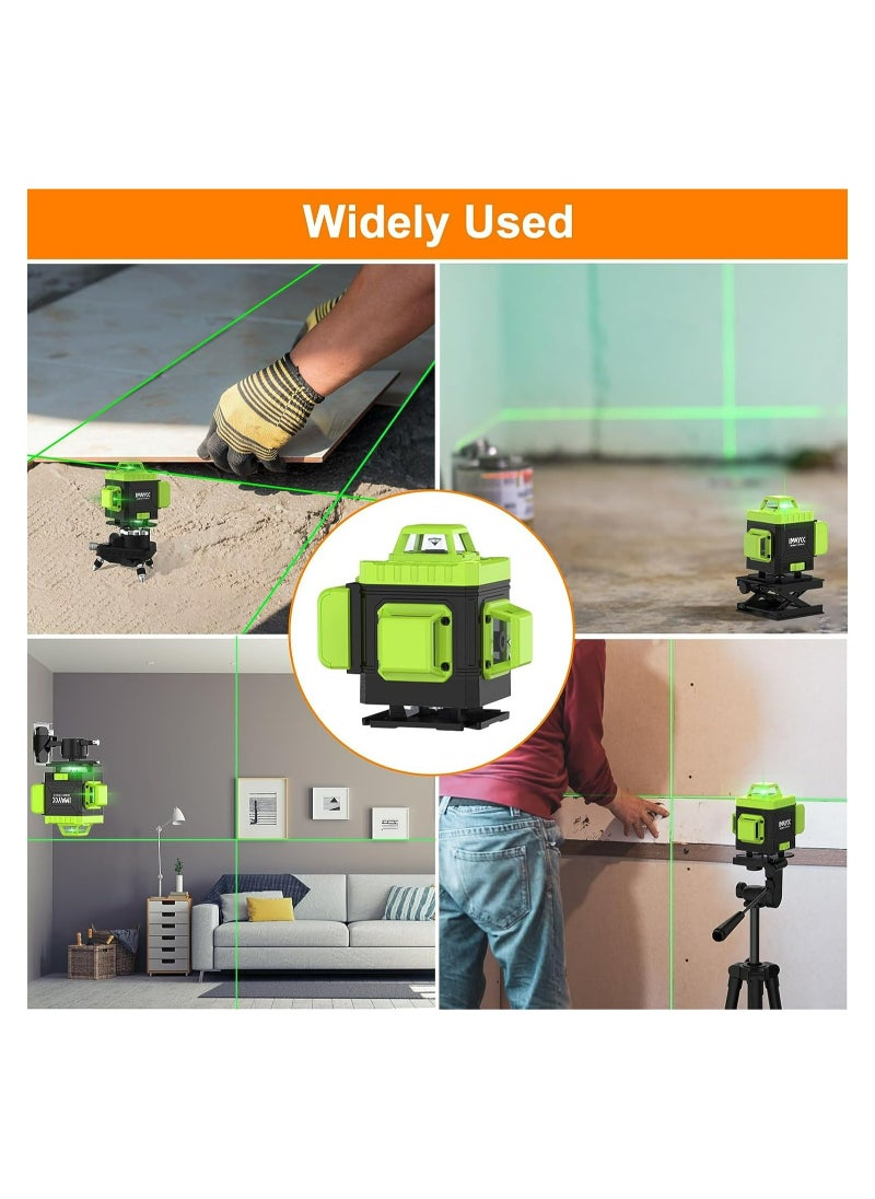 مييلان - ميدالية مفاتيح بتصميم عملي ذهبيمستوى الليزر 4 × 360 درجة التسوية الذاتية 16 خطوط 4D أداة مستوى الليزر الأفقي العمودي الأخضر مع 2 قطعة بطاريات ليثيوم أيون قابلة للشحن - Image 1