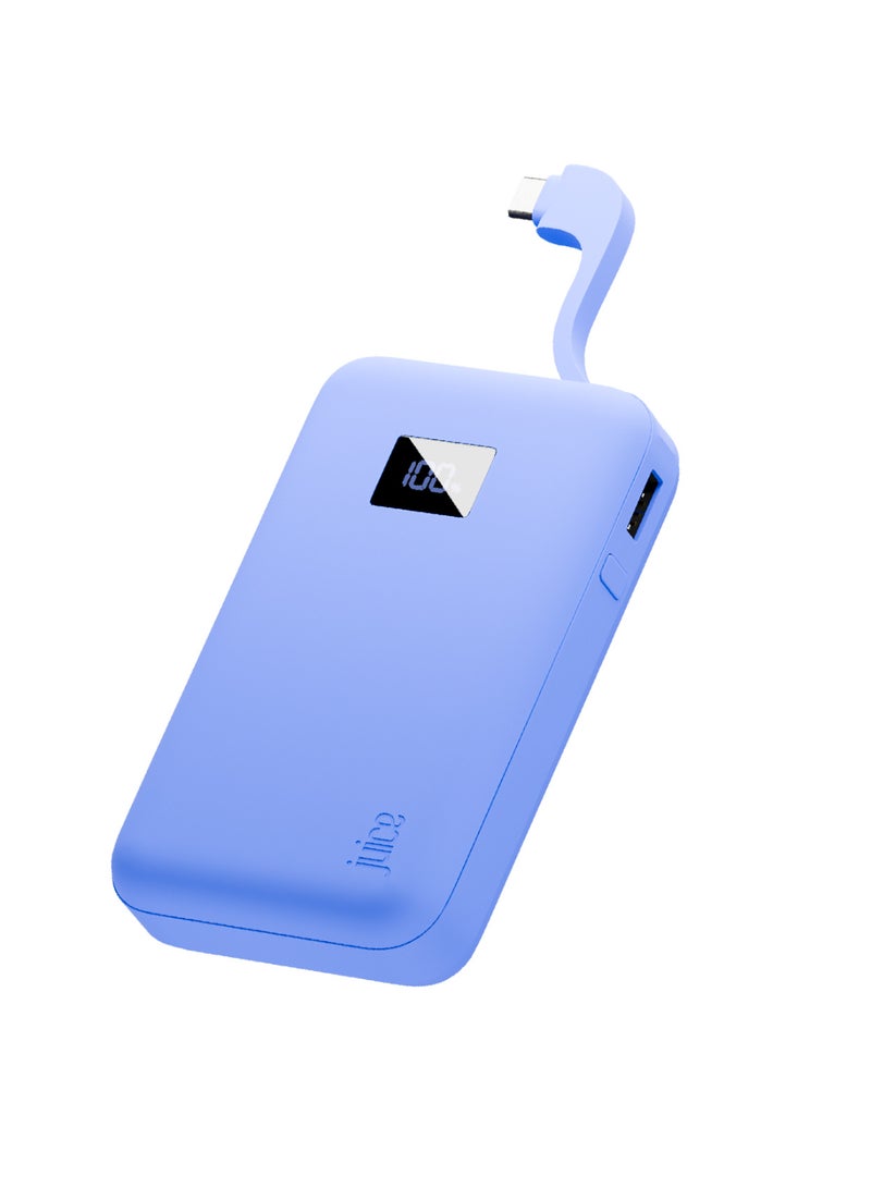 JUICE Eco Integrated Power Bank, Portable Charger 12,000mAh with Built-in USB-C Cable & Digital Display, Fast USB-C Output, PowerBank for iPhone 15 16 Pro Max, Samsung, iPad, DJI - Ultra Marine - Image 1