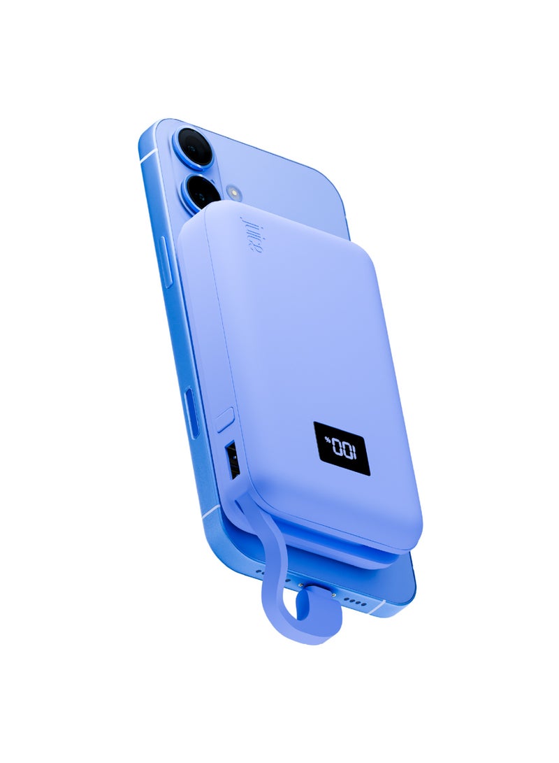 JUICE Eco Integrated Power Bank, Portable Charger 12,000mAh with Built-in USB-C Cable & Digital Display, Fast USB-C Output, PowerBank for iPhone 15 16 Pro Max, Samsung, iPad, DJI - Ultra Marine - Image 2