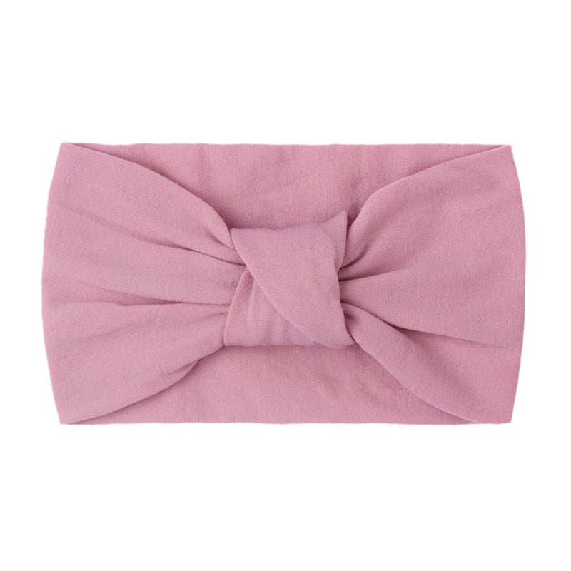 Generic European and American Spring New Childrens Headwear Baby Solid Color Nylon Knot Wide Side Headscarf Baby Hair Belt Taro Purple