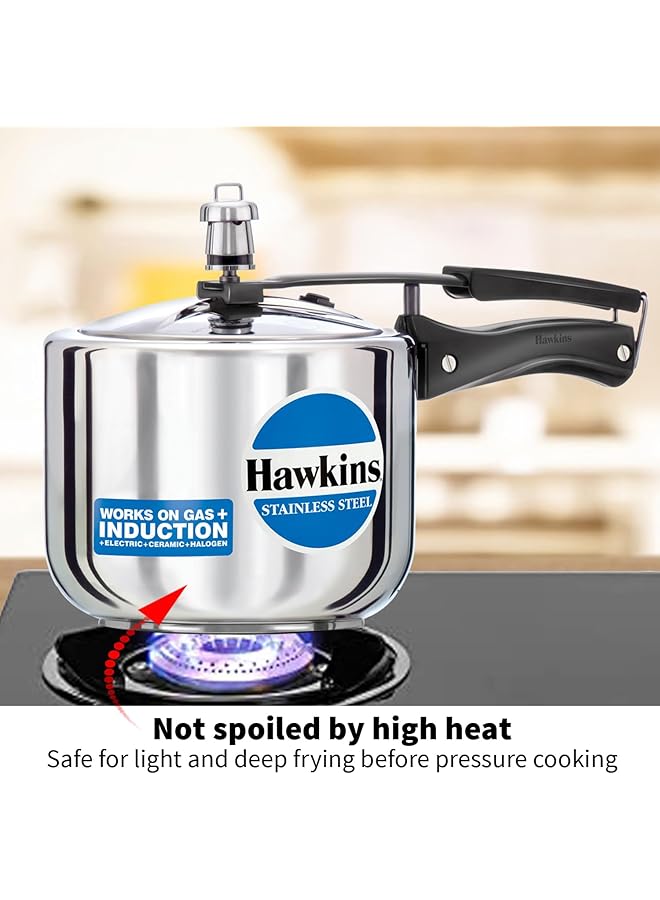 هوكينز قدر ضغط من الفولاذ المقاوم للصدأ متوافق مع قاعدة الحث، هيكل أطول سعة 3 لترات، فضي - Image 4