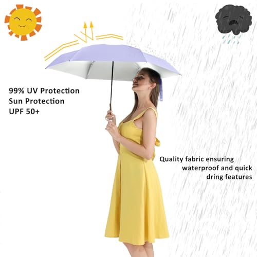 BAODINI Travel Essentials Mini Umbrella for Purse With Case Small Compact UV Sun Protection Lightweight Tiny Pocket Manual Open Close Umbrella for Women Kids and Men Fit Purse Backpack - Image 2