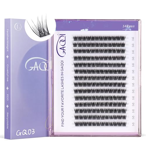 GAQQI Lash Clusters GQ03 False Eyelashes DIY Lash Extensions C Curve 168PCS Cluster Lashes 12MM Wispy and Natural Lash Wisps GQ03C12mm - Image 1